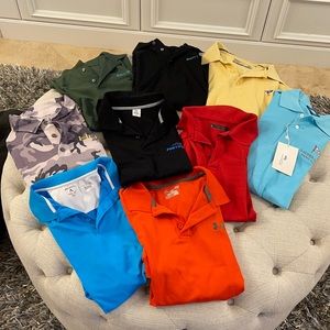 9 short sleeve men’s polo shirts size L